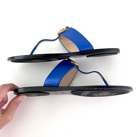 GUCCI | Marmont Double G Logo Blue Leather
Sandals Thong Slides EU 38.5 US 8.5 - Picture 8 of 11
